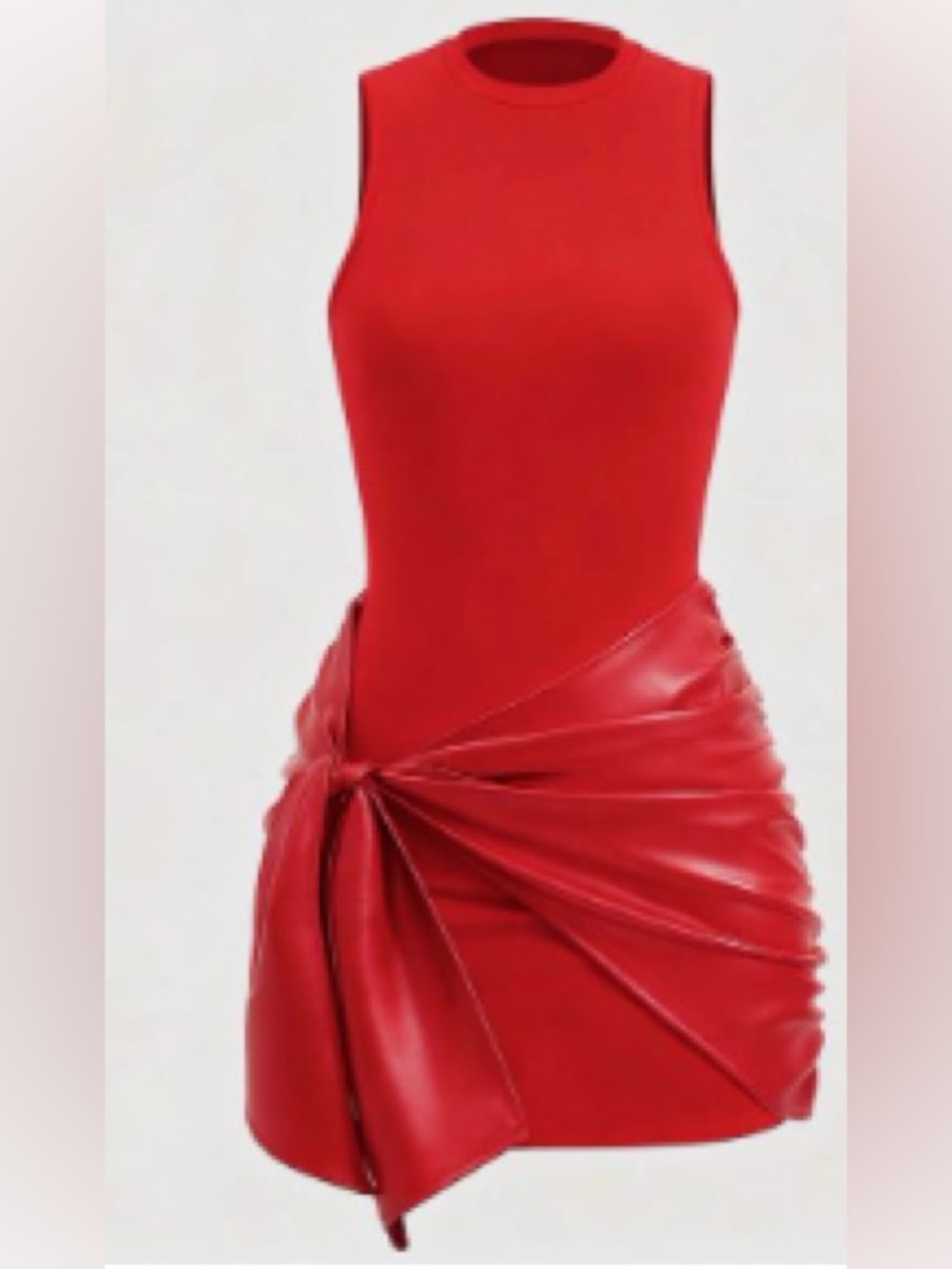 Red Sleeveless Knot-Detail Women's Dress
